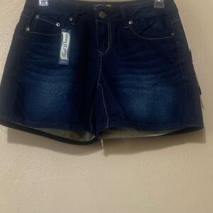 19. Seven7 size 4 Denim Dark Blue Knit Denim
Jean Shorts NWT